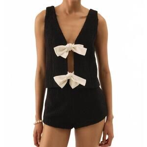 NEW FOR LOVE & LEMONS women's bonnie boucle top in black